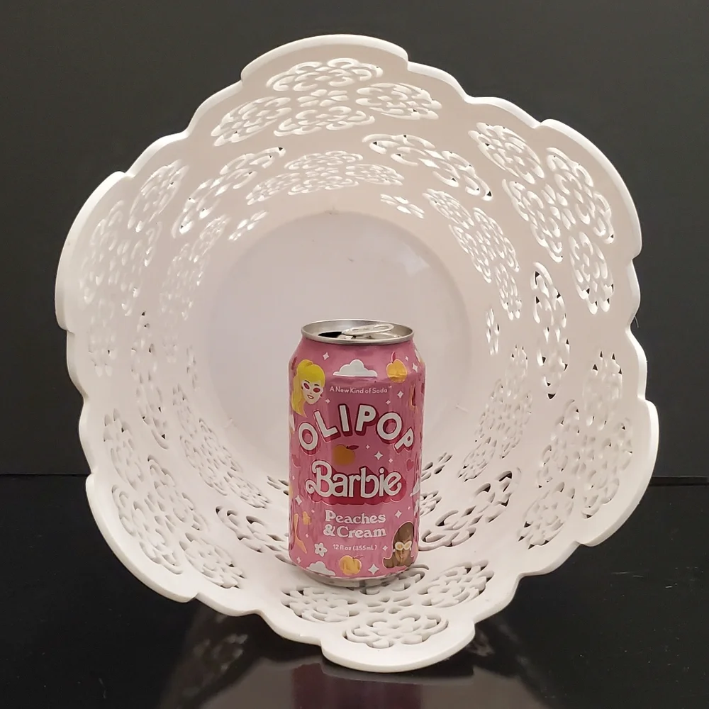 ONLY SOLD IN BUNDLE 12" White Floral Cutout Plastic Wastebasket - Picture 6 of 10